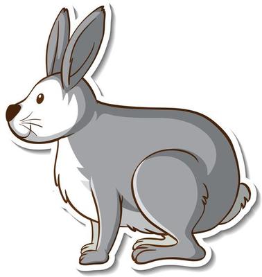 Sticker design with cute rabbit isolated