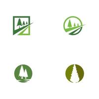 Set Cedar tree vector icon illustration design template