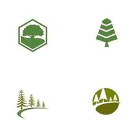 Set Cedar tree vector icon illustration design template