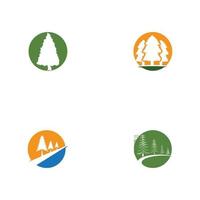 Set Cedar tree vector icon illustration design template