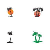 Set Palm tree summer logo template vector
