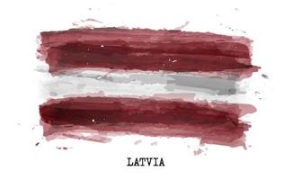 Realistic watercolor painting flag of Latvia . Vector .