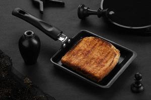 Healthy Food Brown Bread Homemade Sandwich on a Grill Pan photo