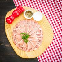 Raw pork meat slice photo