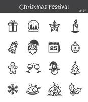 Christmas festival icon set