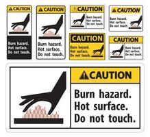 Caution Burn hazard,Hot surface,Do not touch Symbol Sign Isolate on White Background,Vector Illustration vector