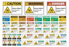 Heavy Object,Two Person Lift Required Sign Isolate On White Background vector