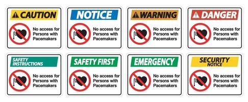 No Access For Persons With Pacemaker Symbol Sign On White Background vector