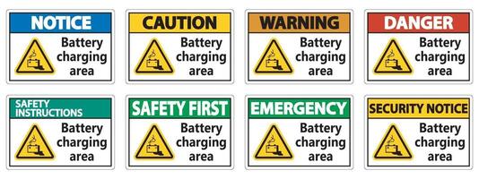 Battery charging area Sign on white background vector