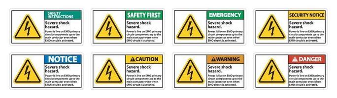 Severe shock hazard sign on white background vector