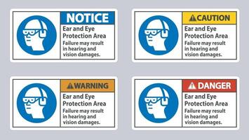 Ear And Eye Protection Area, Failure May Result In Hearing And Vision Damages vector