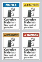 Corrosive Materials, Wear Required Protection vector