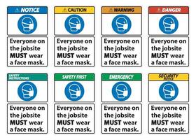 Wear A Face Mask Sign Isolate On White Background,Vector Illustration EPS.10 vector