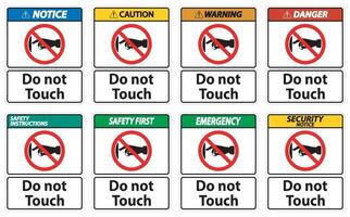 Notice do not touch sign label on transparent background vector