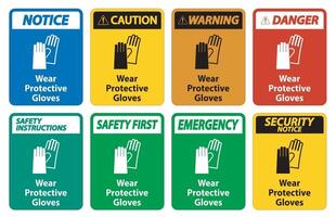 Wear protective gloves sign on white background vector