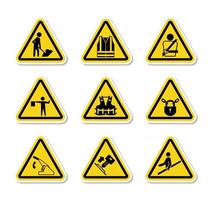 Triangular Warning Hazard Symbols labels Sign Isolate on White Background,Vector Illustration vector