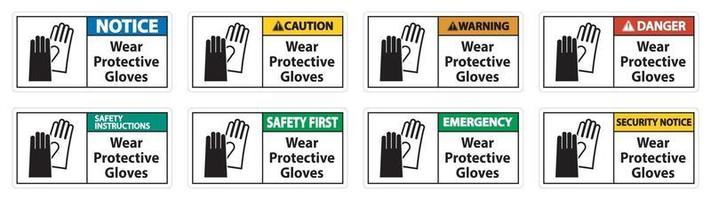 Use guantes protectores firmar sobre fondo blanco. vector