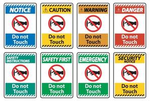 Notice do not touch sign label on transparent background vector