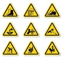 Triangular Warning Hazard Symbols labels On White Background vector