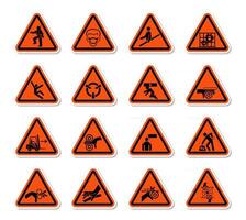 Triangular Warning Hazard Symbols labels Sign Isolate on White Background,Vector Illustration vector