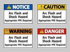 Arc Flash And Shock Hazard Appropriate PPE Required vector