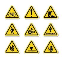 Triangular Warning Hazard Symbols labels Sign Isolate on White Background,Vector Illustration vector