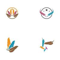 Set Feathers Logo Template vector symbol