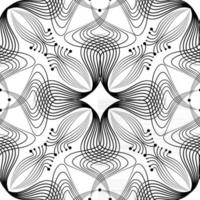 patrón transparente floral abstracto con línea negra ornamento oriental remolino geométrico doodle textura de la tela asiática. Fondo retro musulmán del efecto óptico de la onda ornamental. vector