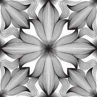 patrón abstracto sin fisuras. adorno de línea árabe con formas geométricas. Patrón de mosaico oriental floral con adornos de línea asiática en blanco y negro. remolino geométrico doodle textura vector