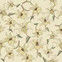 Floral pattern. Flower lily seamless background. Flourish ornamental garden vector