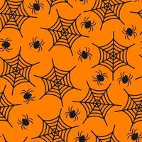 patrón sin costuras con telaraña y araña. concepto de vacaciones de halloween. Ilustración de fondo, textil, impresión, tarjeta, invitación, papel tapiz, tela. vector