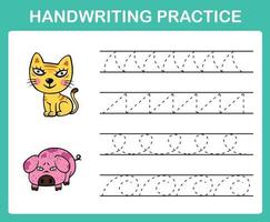 Handwriting practice sheet illustration vector