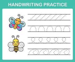 Handwriting practice sheet illustration vector