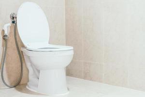 White toilet bowl and seat photo