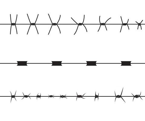 Silhouette of severe obstacle. Barbed wire fencing. Vector Illustration