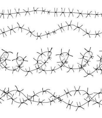 Silhouette of severe obstacle. Barbed wire fencing. Vector Illustration