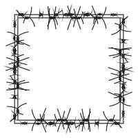 Silhouette of severe obstacle. Barbed wire fencing in the form of frame. Vector Illustration.