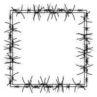 Silhouette of severe obstacle. Barbed wire fencing in the form of frame. Vector Illustration.