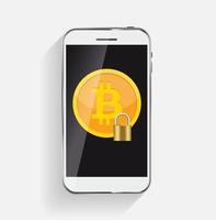 Flat modern design concept of bitcoin cryptocurrency technology, mining, e-wallet vector