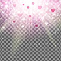 Valentine s Day Love and Feelings Heart Bokeh Shiny Background with Transparent Effect. Vector illustration
