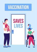 Vaccination campaign poster flat vector template