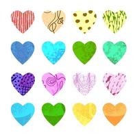 Vector colorful set with hearts shape. Hand drawn trendy illustration. Design elements for Valentine day. Use it for design greeting card, banner, Social Media post, invitation, graphic design