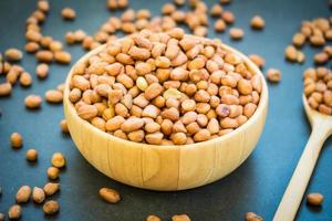 Peanuts in wooden bowl photo