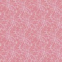 Papaya Leaves Outline Seamless Pattern in Pink vector