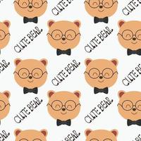 Seamless Pattern Cute Bear with Glasses vector
