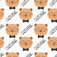 Seamless Pattern Cute Bear with Glasses vector