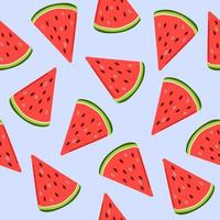 Seamless pattern of hand drawn slice of watermelon. Flat illustration. vector