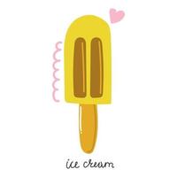 Hand drawn ice cream on a stick. Summer sweet food concept. Flat illustration. vector