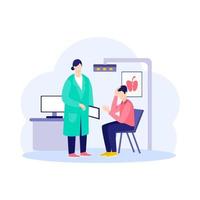 Doctor talking with upset patient illustration concept vector