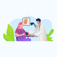 Doctor checking pregnant patient blood pressure illustration concept vector